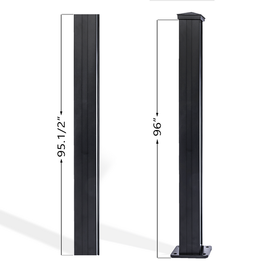 Universal Aluminum Post Black | For Glass Railing