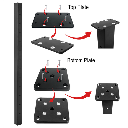 End Aluminum Post Black with Line Holes